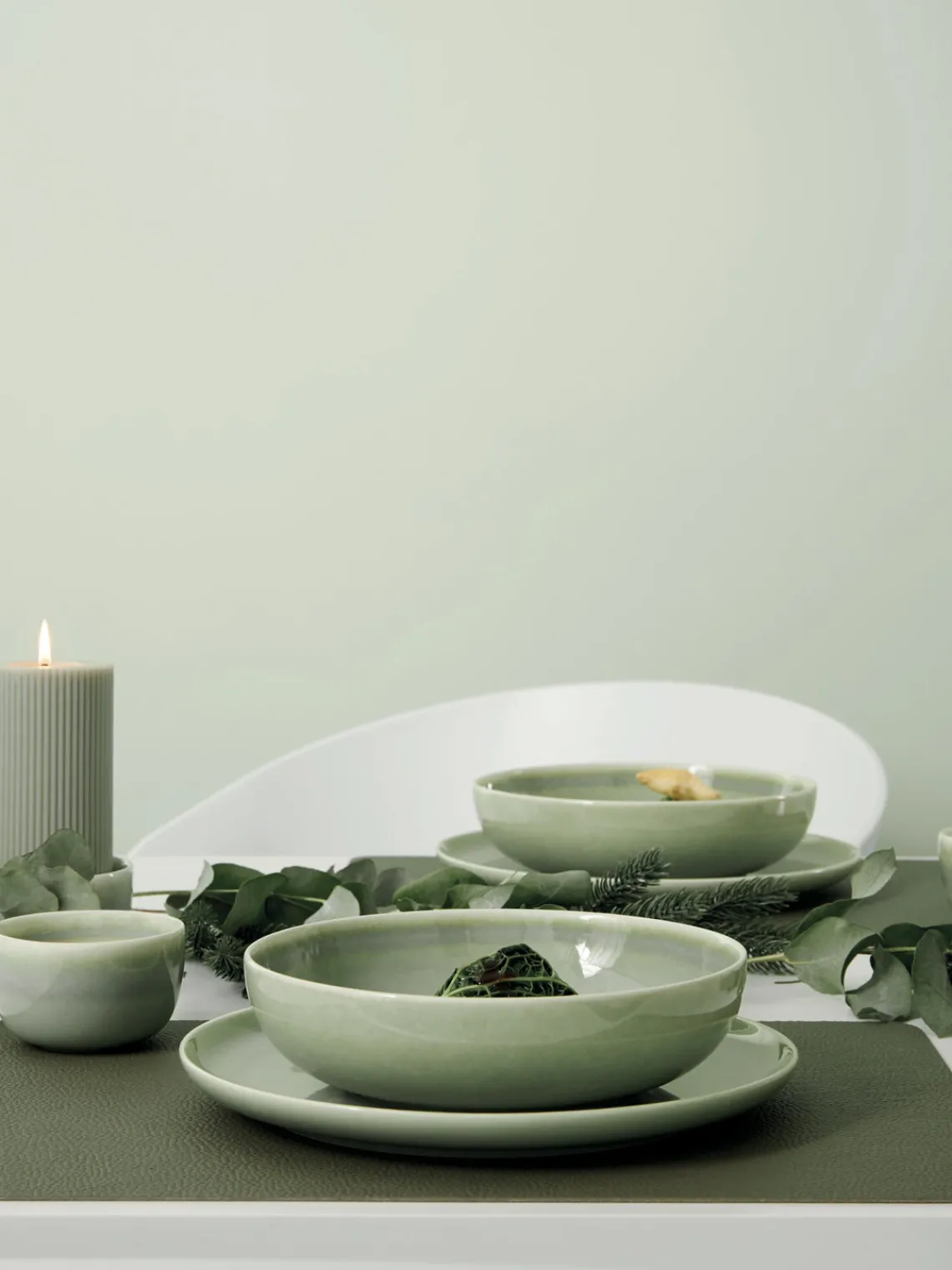 Online ASA Selection Sets de table en cuir synthétique Pik, 2 pièces Vert olive