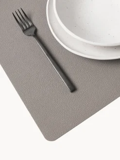 New BITZ Sets de table en cuir synthétique réversible , 4 pièces Taupe, noir