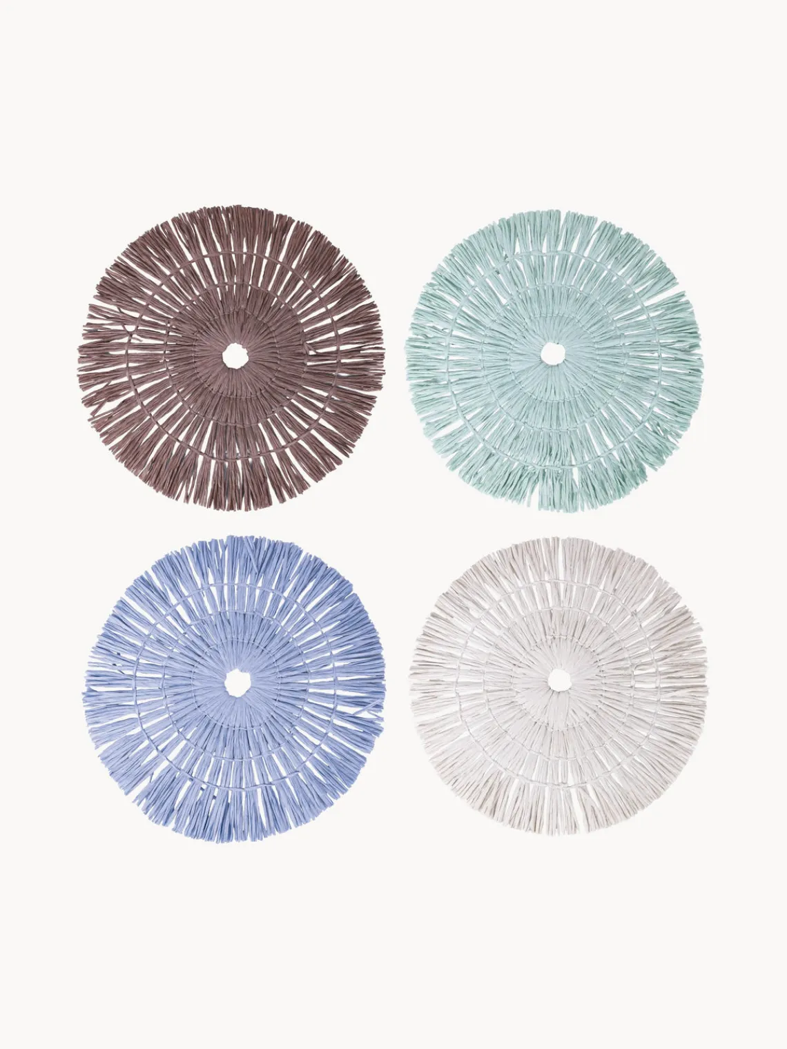 Outlet Villa D'Este Home Tivoli Sets de table faits à la main Tovaglietta, 4 élém. Blanc, taupe, vert turquoise, bleu