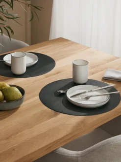 Outlet ASA Selection Sets de table ronds en cuir synthétique Pik, 2 pièces Noir