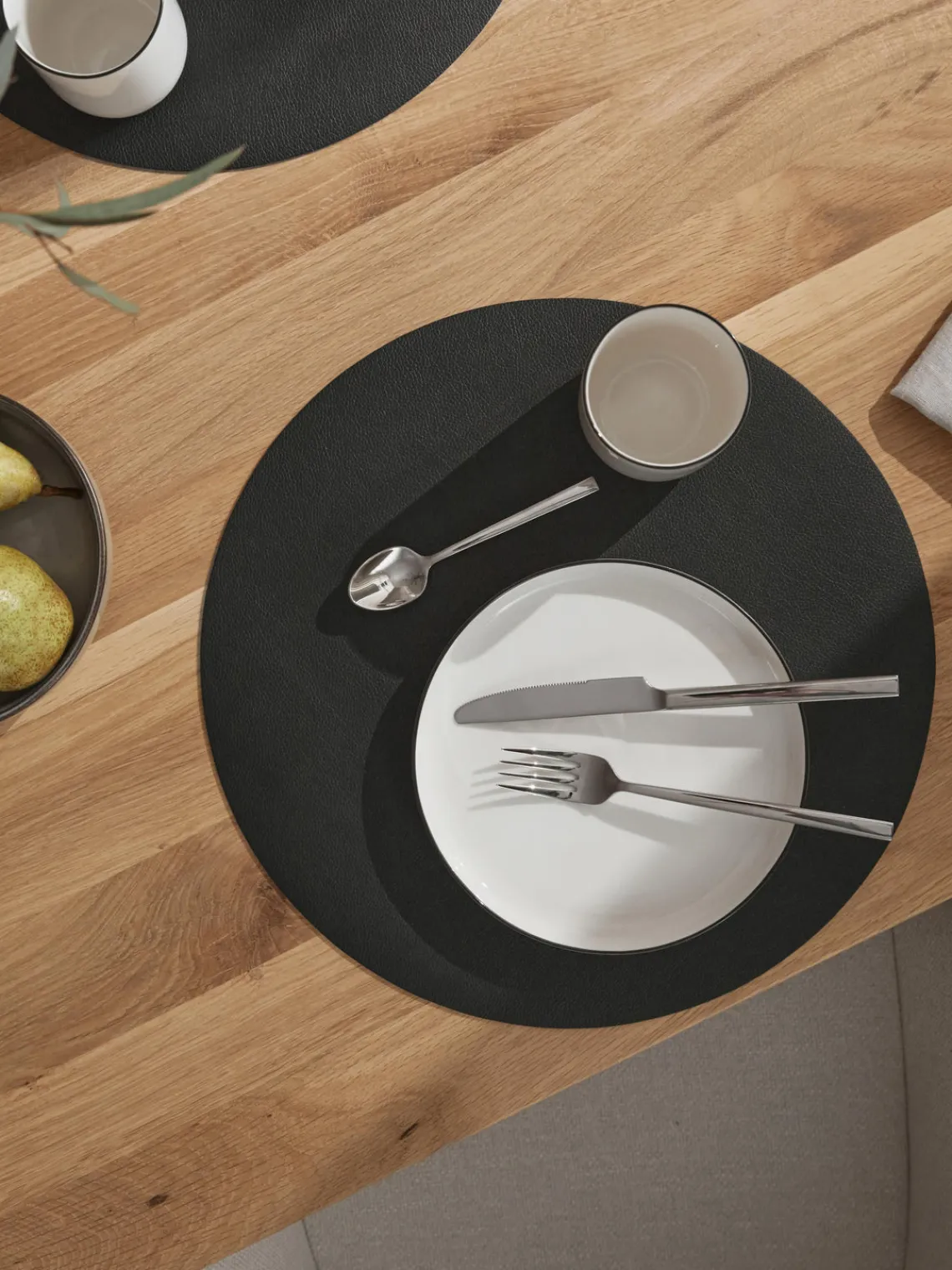 Outlet ASA Selection Sets de table ronds en cuir synthétique Pik, 2 pièces Noir