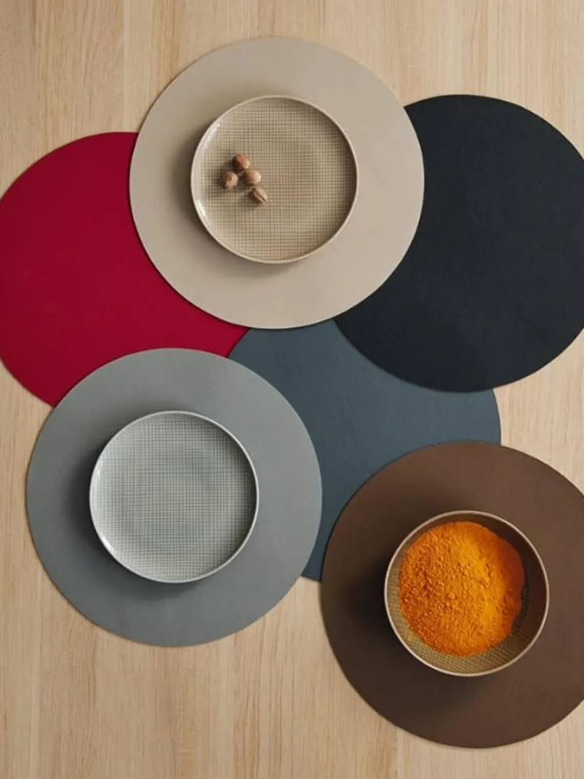 Sale ASA Selection Sets de table ronds en cuir synthétique Pik, 2 pièces Gris foncé