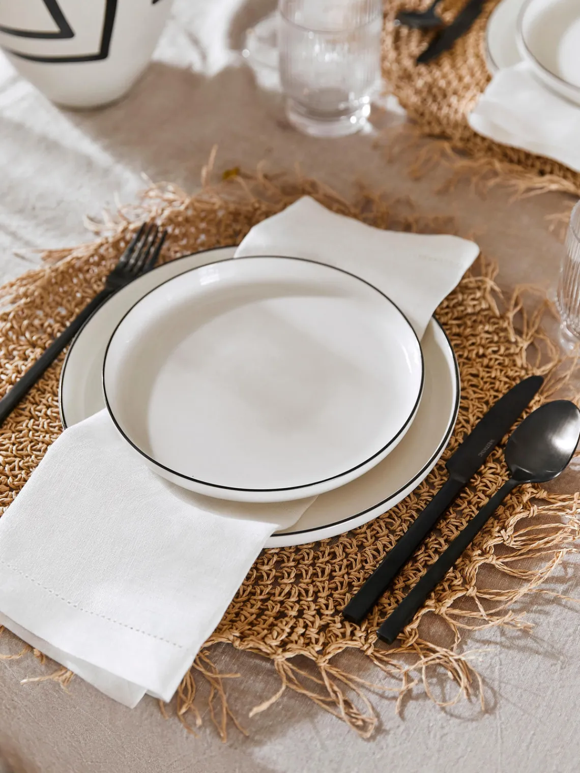 Outlet Cote Table Sets de table ronds en fibres Tressine, 6 pièces