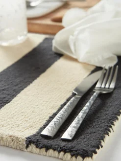 Hot Jotex Sets de table tuftés à la main Kio Stripe, 4 pièces Noir, blanc crème