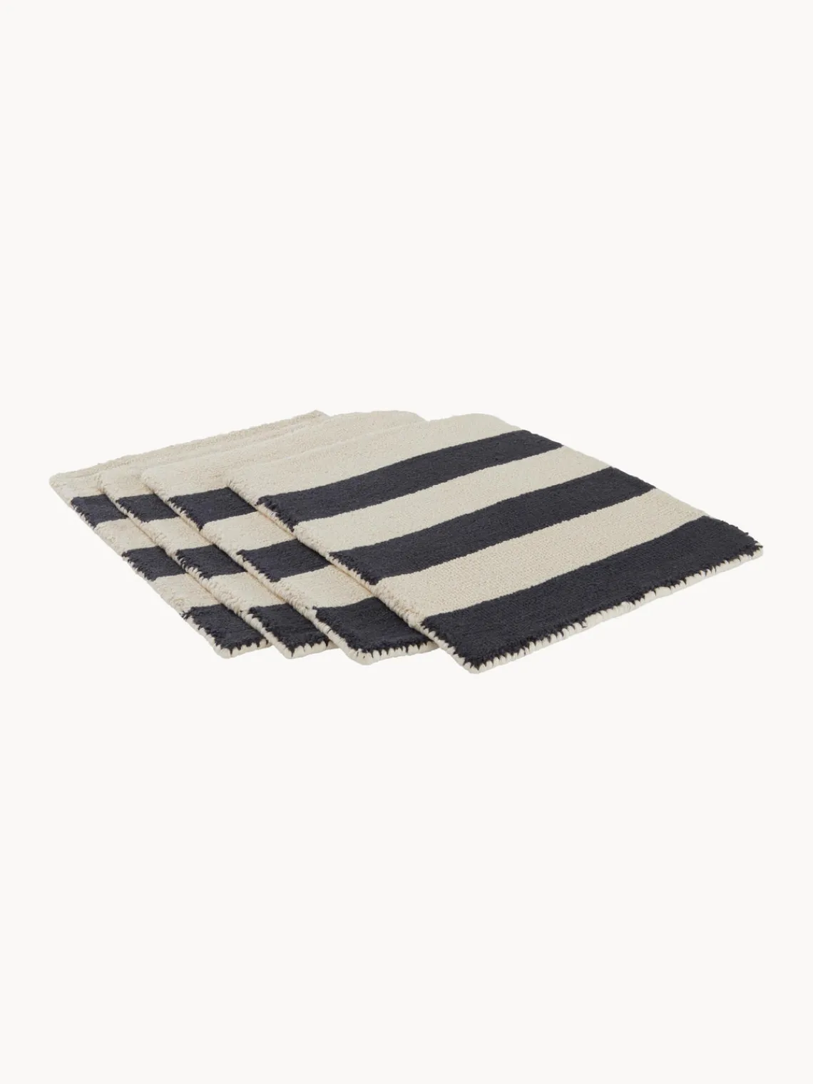 Hot Jotex Sets de table tuftés à la main Kio Stripe, 4 pièces Noir, blanc crème