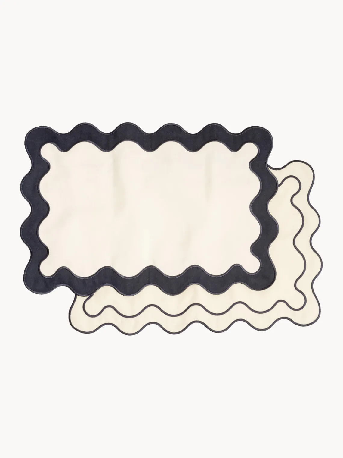 Hot Business & Pleasure Sets de table Wave, 4 élém. Bleu foncé, blanc crème