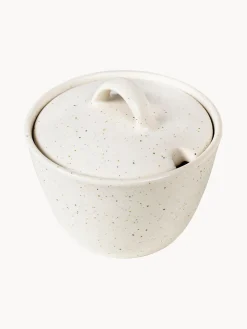 New Broste Copenhagen Sucrier rustique fait main Nordic Vanilla Blanc cassé, chiné
