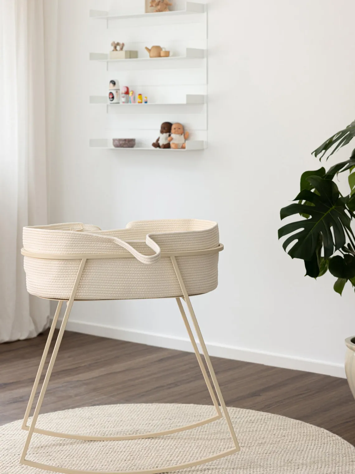 Hot Metallbude Support de berceau artisanal Korsina Beige clair