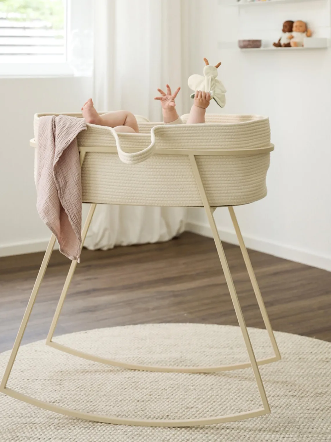 Hot Metallbude Support de berceau artisanal Korsina Beige clair
