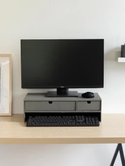 Hot Bigso Box of Sweden Support pour moniteur avec tiroirs Ted Gris foncé