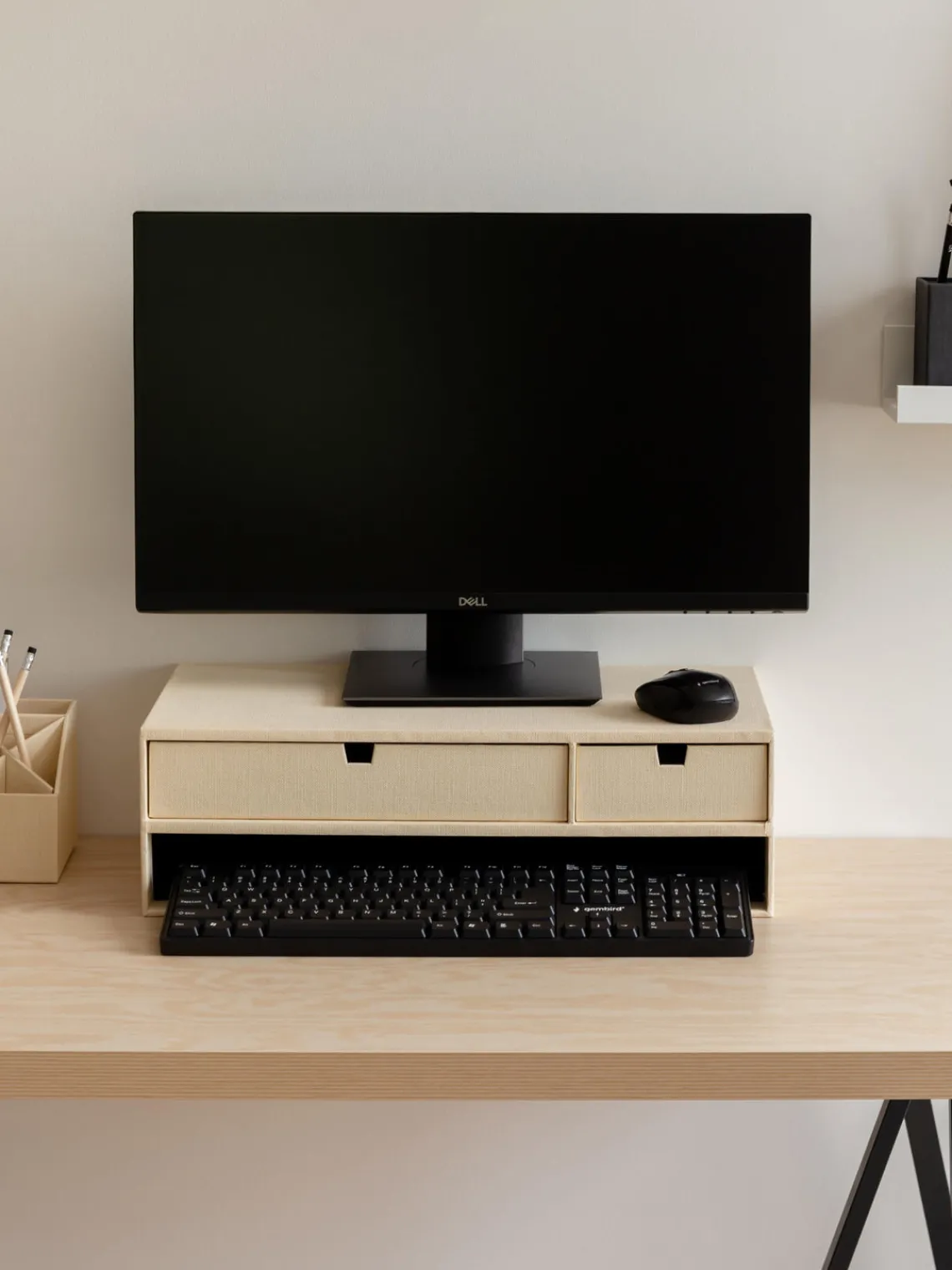 Hot Bigso Box of Sweden Support pour moniteur avec tiroirs Ted Beige clair