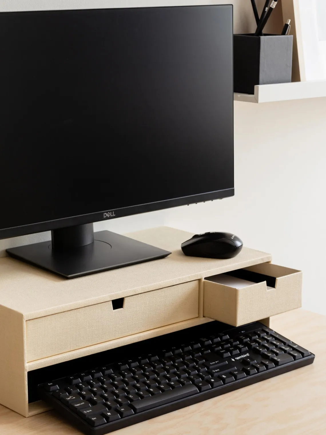 Hot Bigso Box of Sweden Support pour moniteur avec tiroirs Ted Beige clair