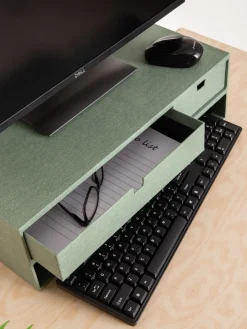 Clearance Bigso Box of Sweden Support pour moniteur avec tiroirs Ted Vert sauge