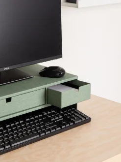 Clearance Bigso Box of Sweden Support pour moniteur avec tiroirs Ted Vert sauge