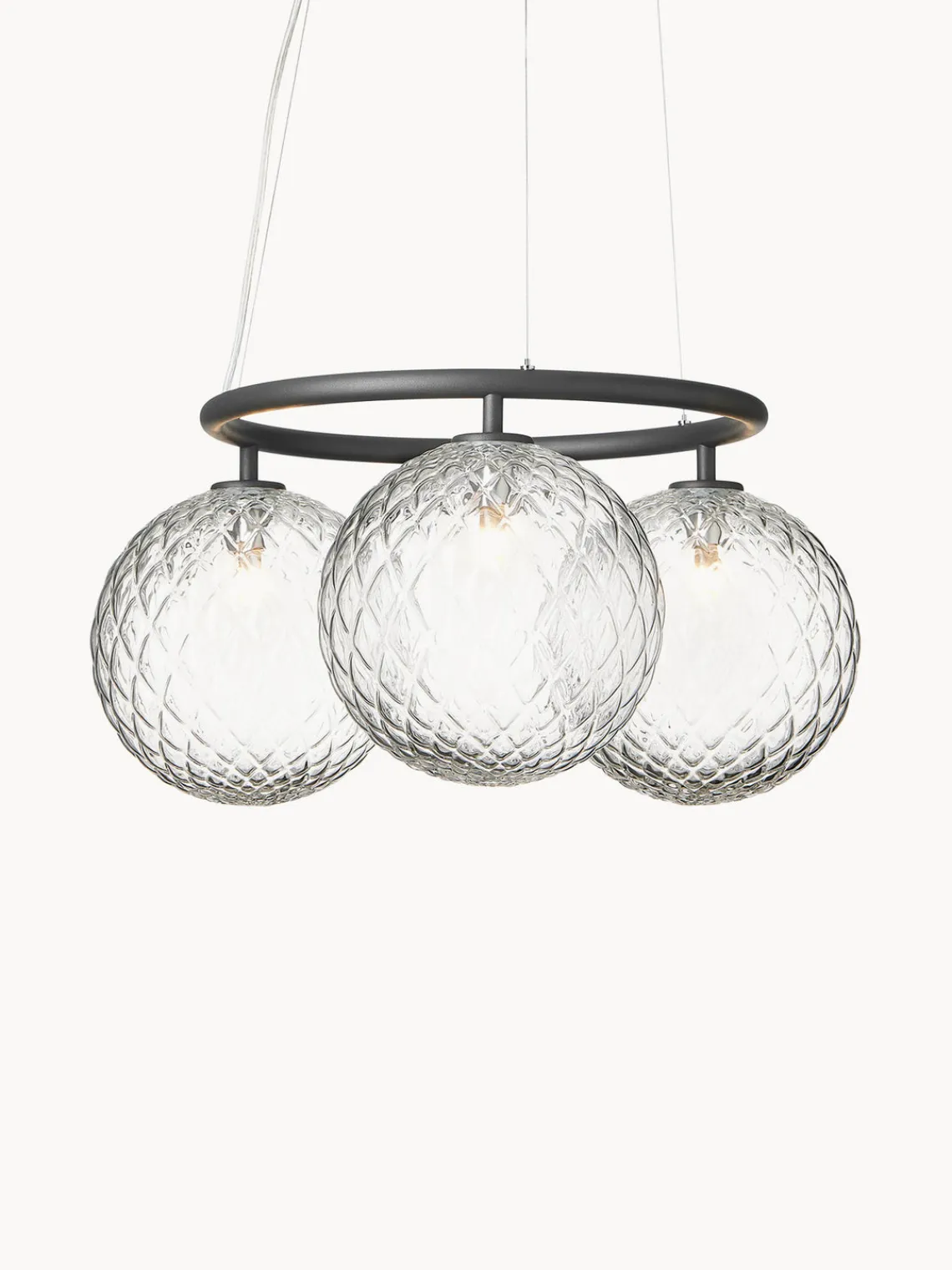 Fashion Nuura Suspension à boule de verre Miira Anthracite, transparent