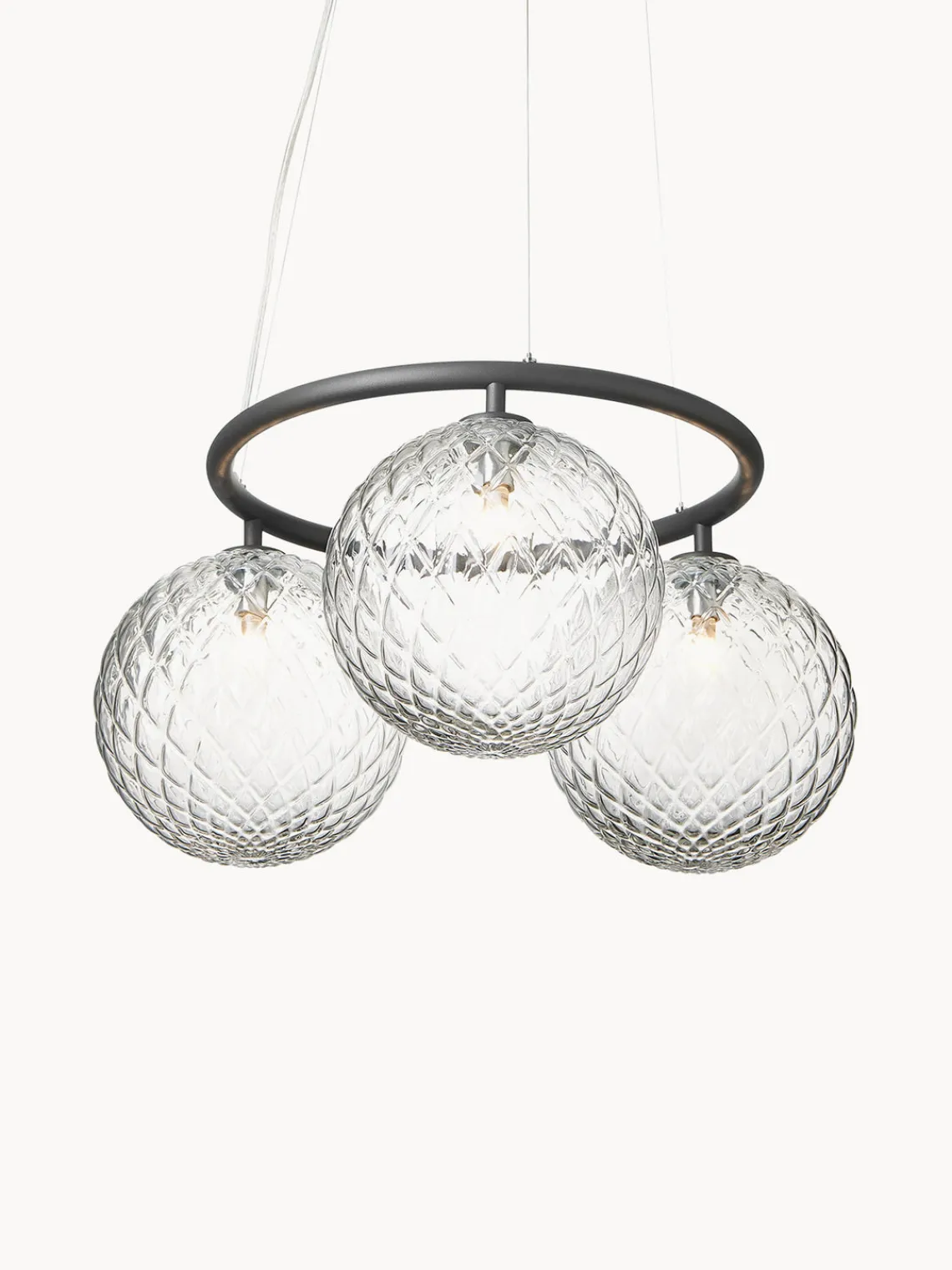 Fashion Nuura Suspension à boule de verre Miira Anthracite, transparent
