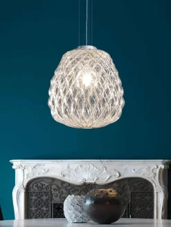 Fashion FontanaArte Suspension artisanale Pinecone Transparent, argenté
