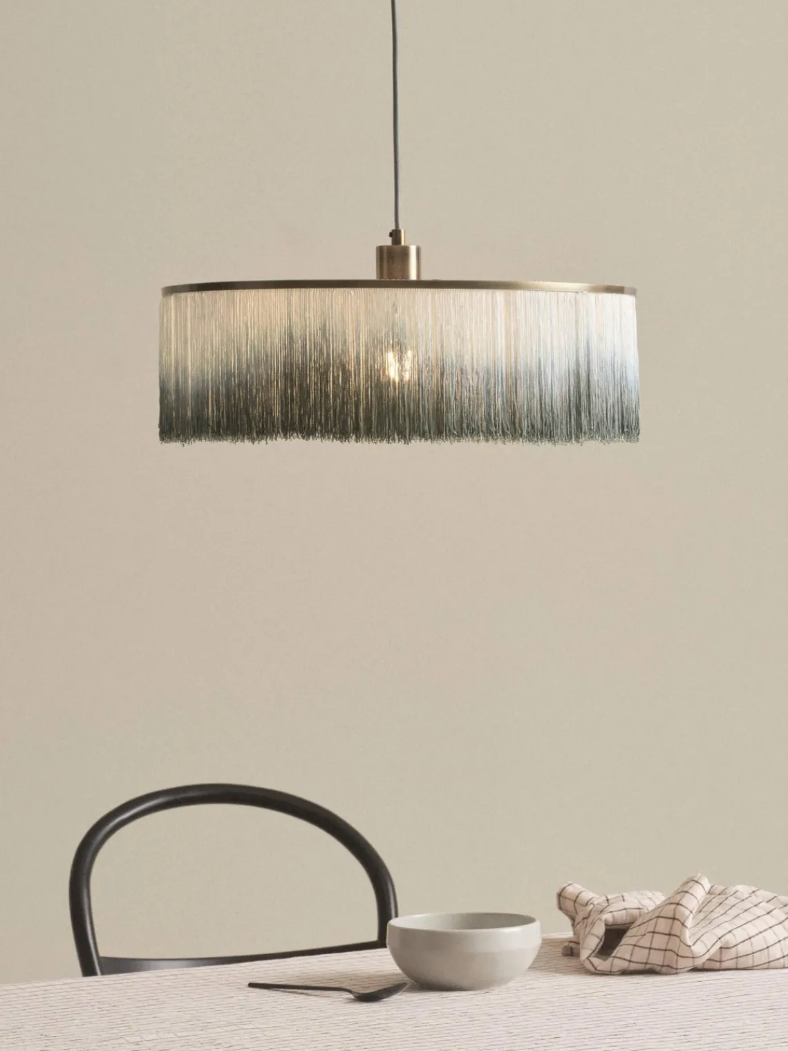 Discount Jotex Suspension avec franges Regency Tons bleu pétrole, blanc