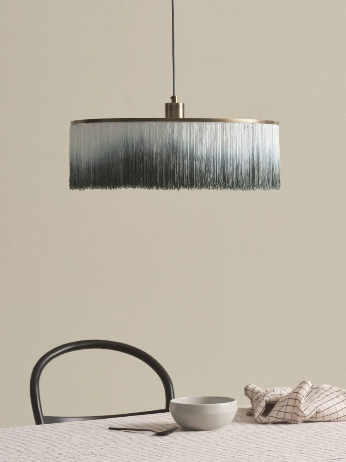 Discount Jotex Suspension avec franges Regency Tons bleu pétrole, blanc