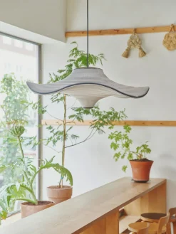 Clearance Made By Hand Suspension LED en fibres naturelles Flying Blanc