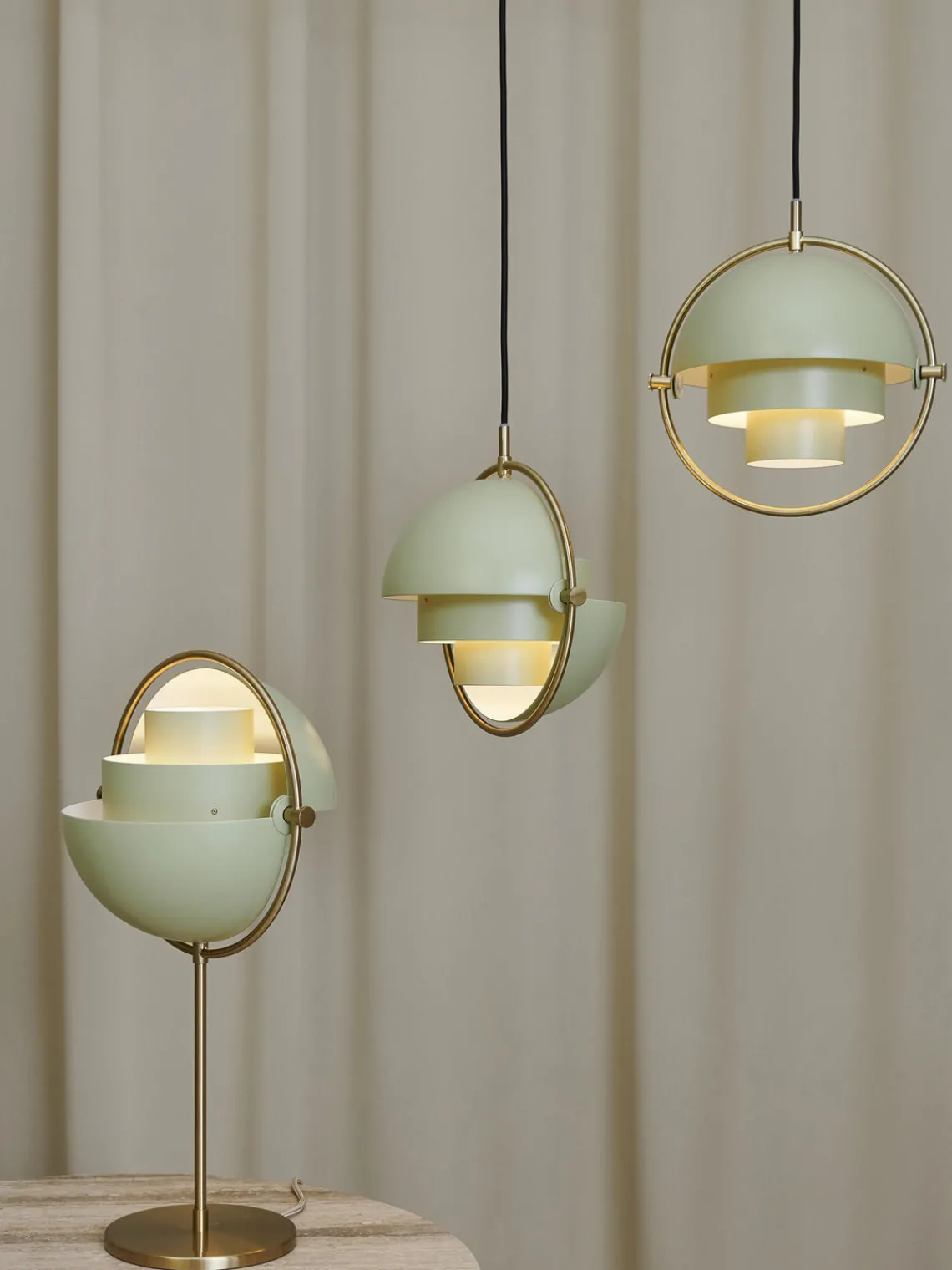 Best GUBI Suspension orientable Multi-Lite Vert clair mat, doré haute brillance