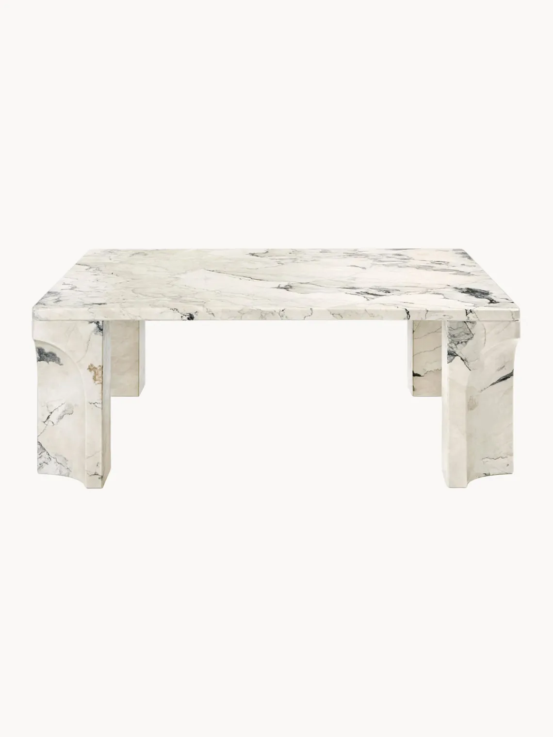 Fashion GUBI Table basse en calcaire Doric, larg. 80 cm Calcaire beige clair, tons gris