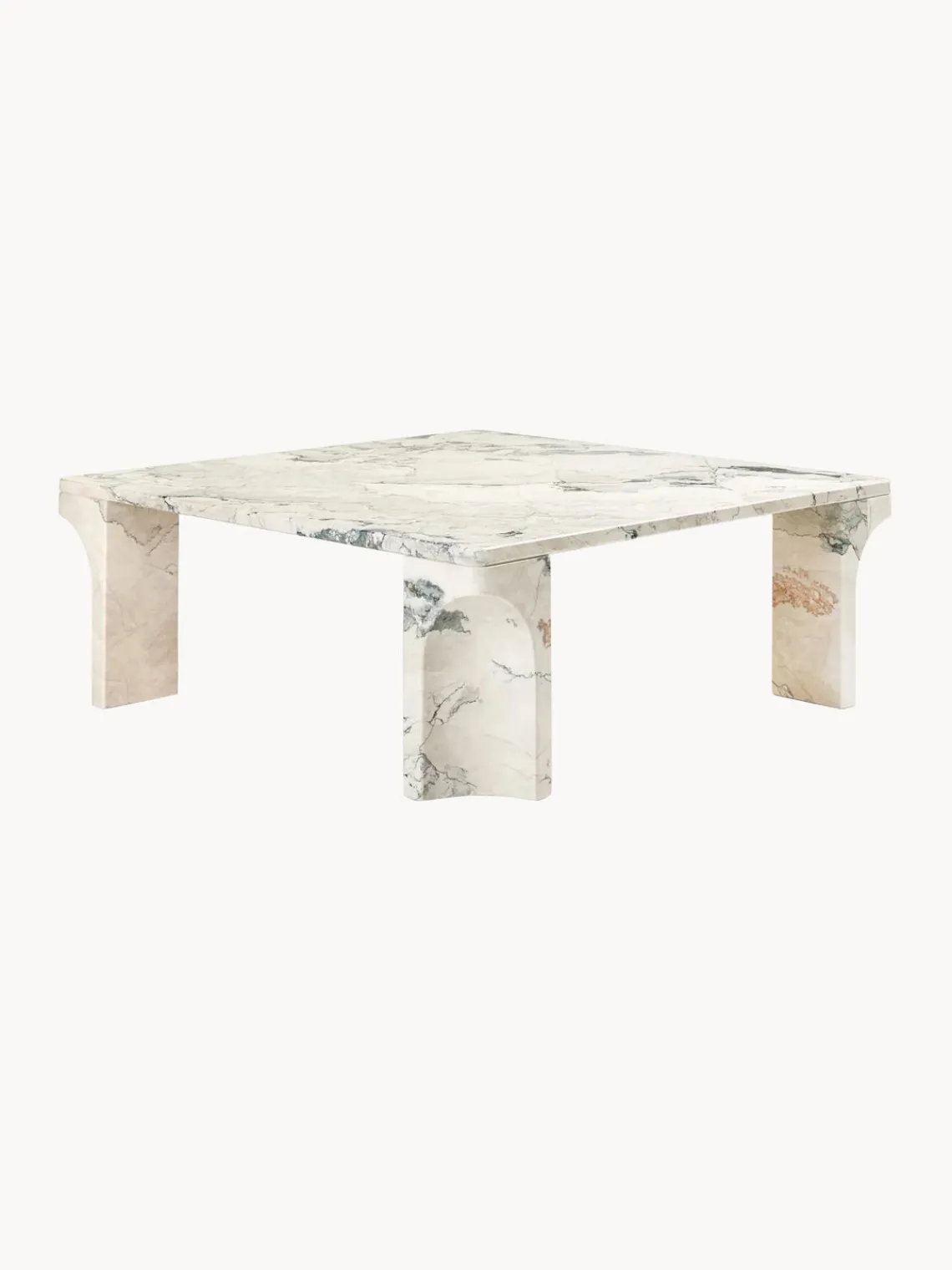Fashion GUBI Table basse en calcaire Doric, larg. 80 cm Calcaire beige clair, tons gris