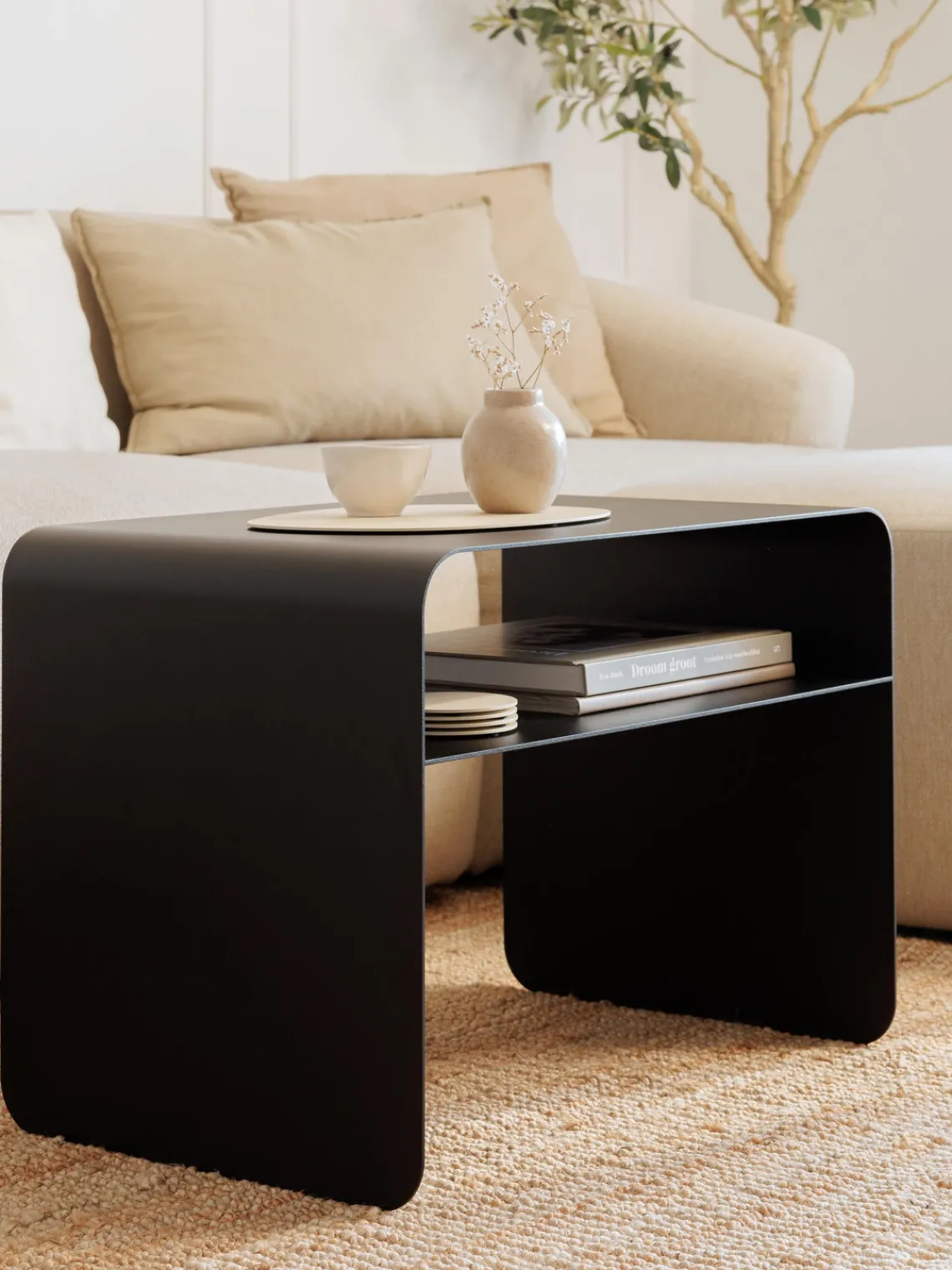 New Metallbude Table d'appoint artisanale Cosmo Noir