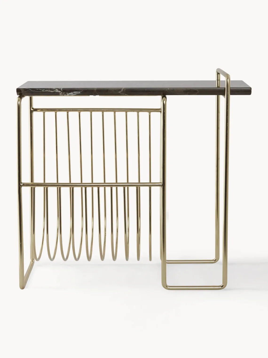 Outlet AYTM Table d'appoint en marbre avec porte-revues Sino Couleur dorée, noir, marbré