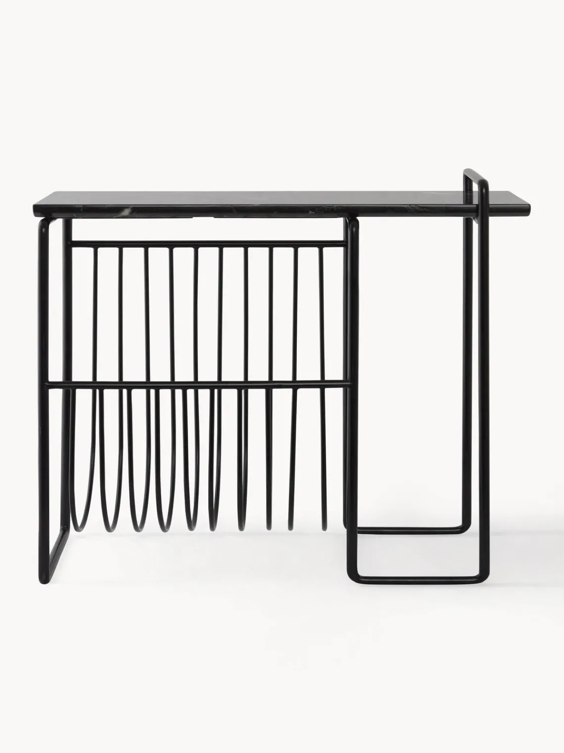 Clearance AYTM Table d'appoint en marbre avec porte-revues Sino Noir, marbré