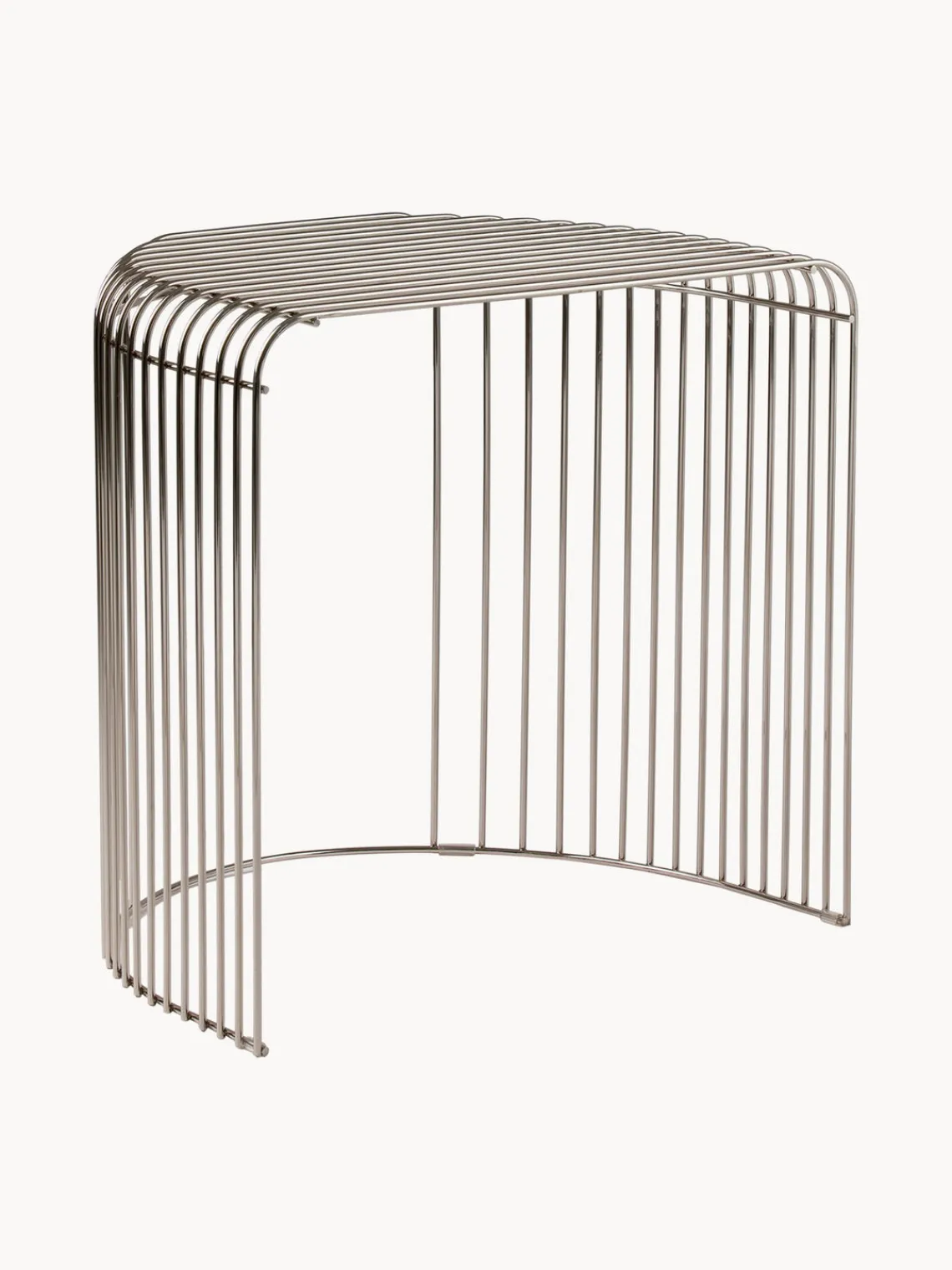 Best AYTM Table d'appoint ovale en métal Curva Argenté, haute brillance