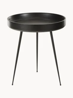 Outlet Mater Table d'appoint ronde en manguier Bowl Manguier laqué, noir