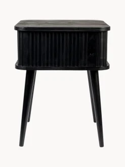 Best Zuiver Table de chevet en bois cannelé Barbier Frêne noir laqué