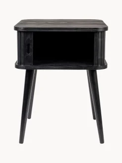 Best Zuiver Table de chevet en bois cannelé Barbier Frêne noir laqué