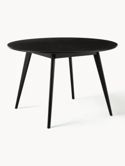 Best Rowico Table ronde en bois d'hévéa Yumi, Ø 115 cm Bois de chêne, noir laqué