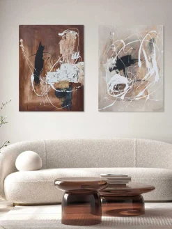 Outlet Agave Tableau sur toile peint à la main Cream