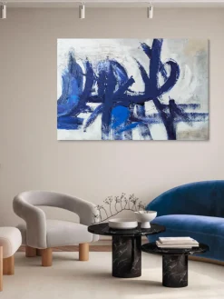 Clearance Agave Tableau sur toile peint à la main Blue Stroke