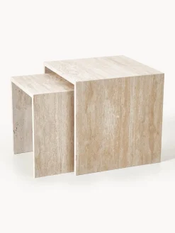Online blomus Tables d'appoint en travertin Varu, 2 élém.
