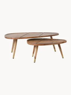 New Dutchbone Tables gigognes en bois de sissoo Sham, 2 élém.