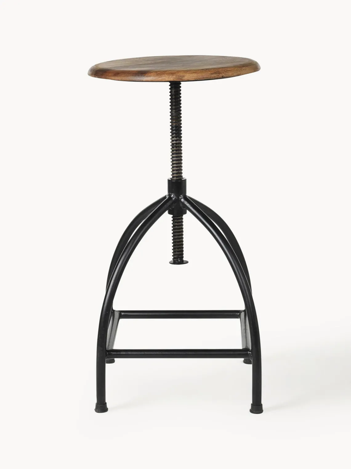 Best Broste Copenhagen Tabouret de bar à hauteur ajustable Sire Noir, bois de manguier, laqué