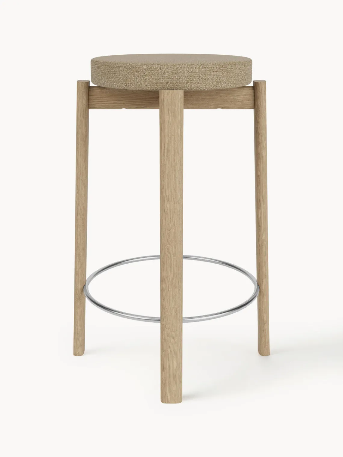 Discount Audo Copenhagen Tabouret en bouclette et chêne Passage Bouclette beige, bois de chêne, argenté