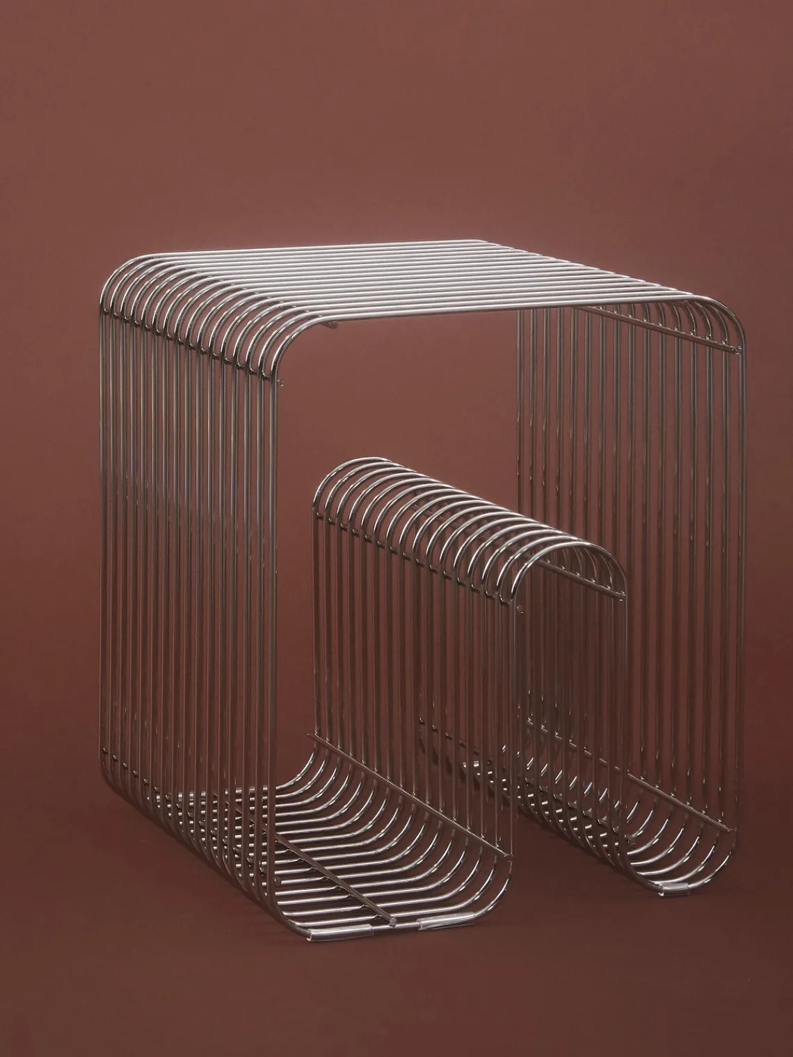 Discount AYTM Tabouret en métal Curve Argenté, haute brillance