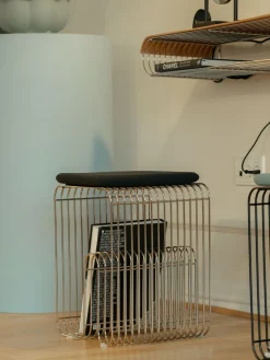 Discount AYTM Tabouret en métal Curve Argenté, haute brillance