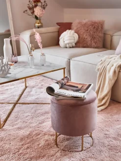 Sale Bizzotto Tabouret en velours avec rangement Polina Velours rose pâle