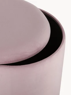 Sale Bizzotto Tabouret en velours avec rangement Polina Velours rose pâle
