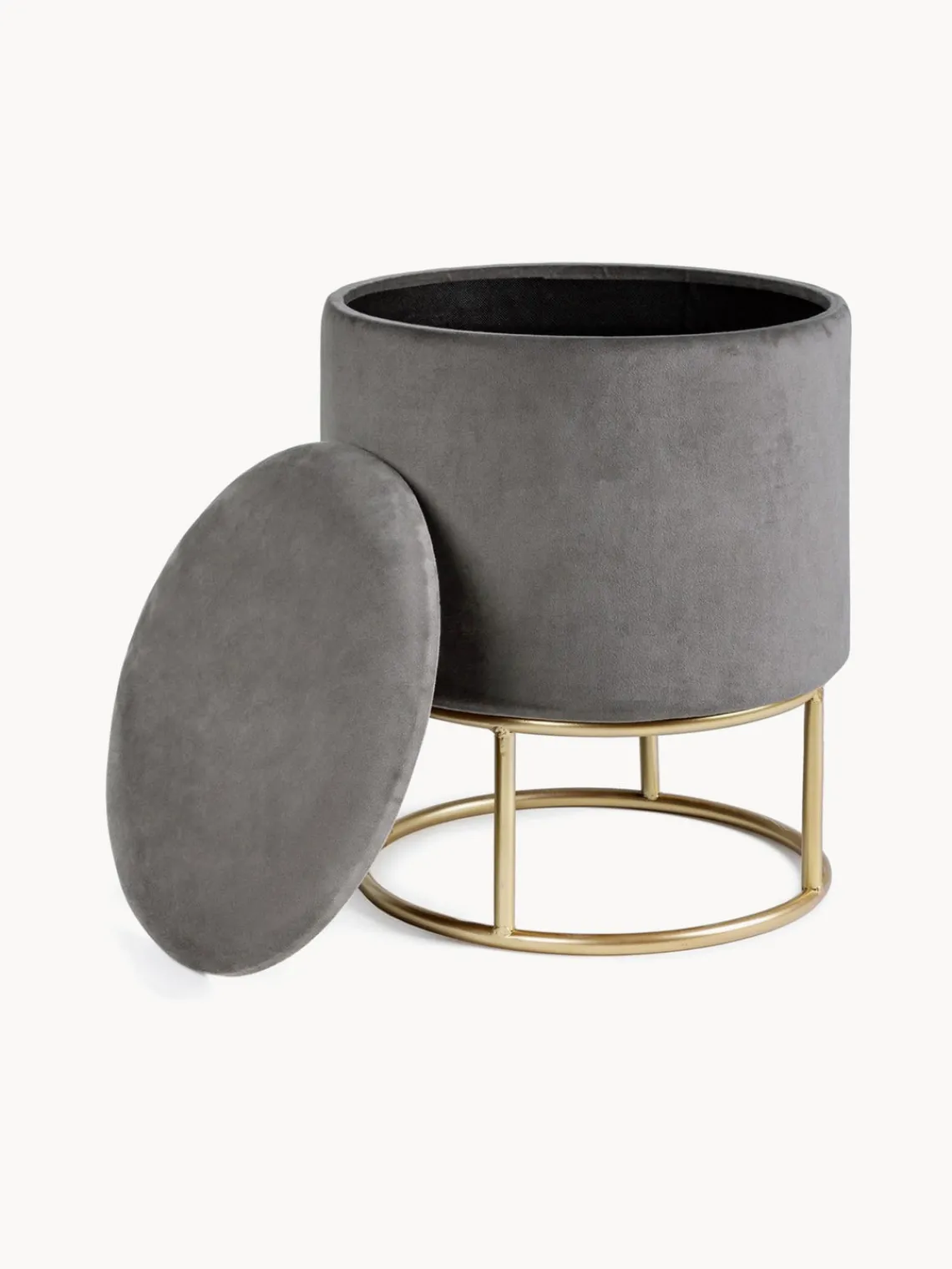 Sale Bizzotto Tabouret en velours avec rangement Polina Velours gris foncé