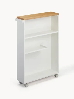 Best Yamazaki Étagère de salle de bain avec roulettes Tower Blanc, bois clair