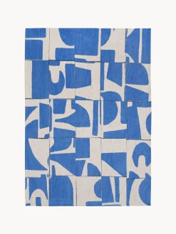 Clearance Louis De Poortere Tapis avec motif graphique Campanula Bleu, blanc crème