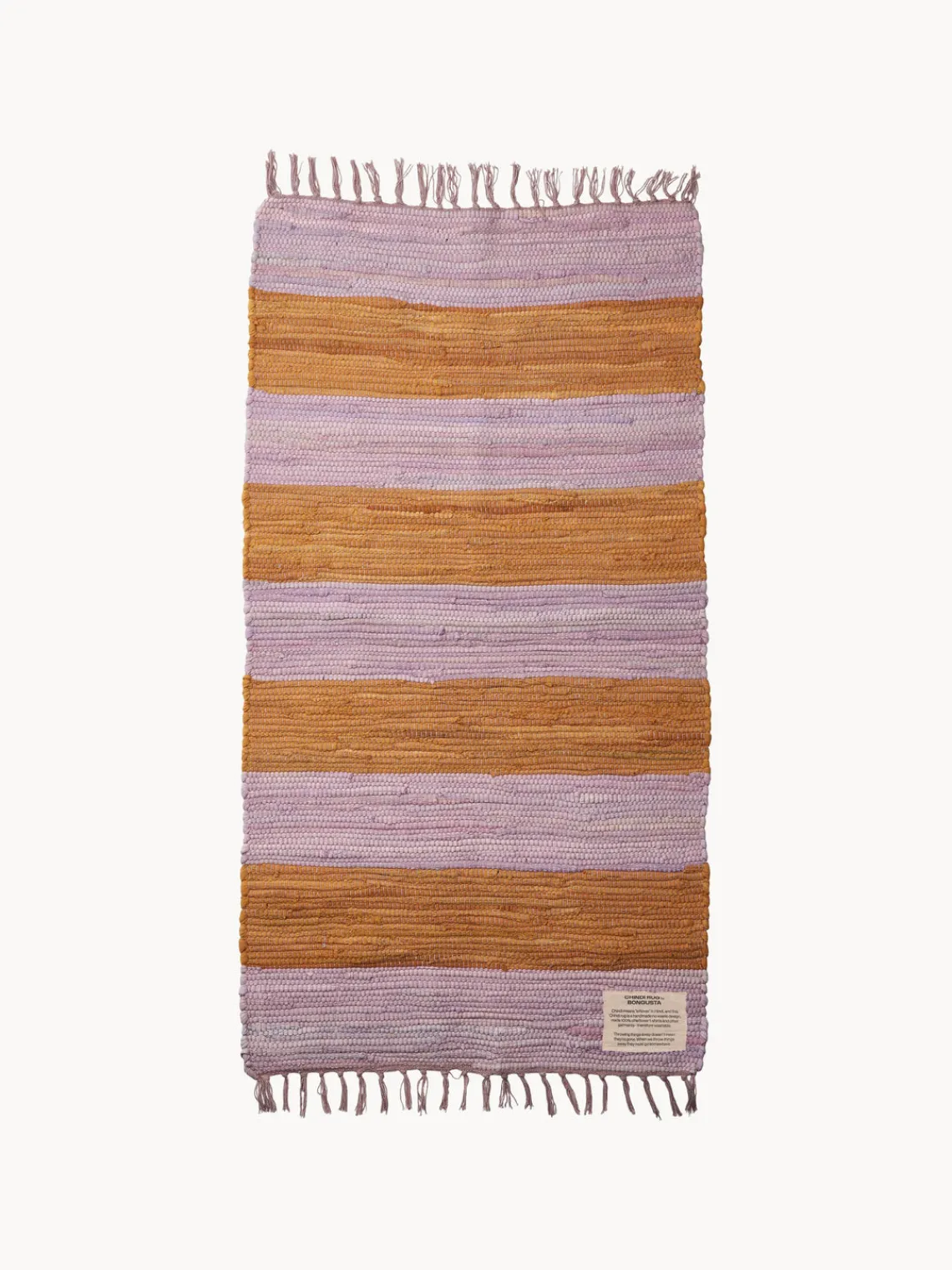 Clearance Bongusta Tapis de coton tissé à la main avec franges Chindi Lavande, orange