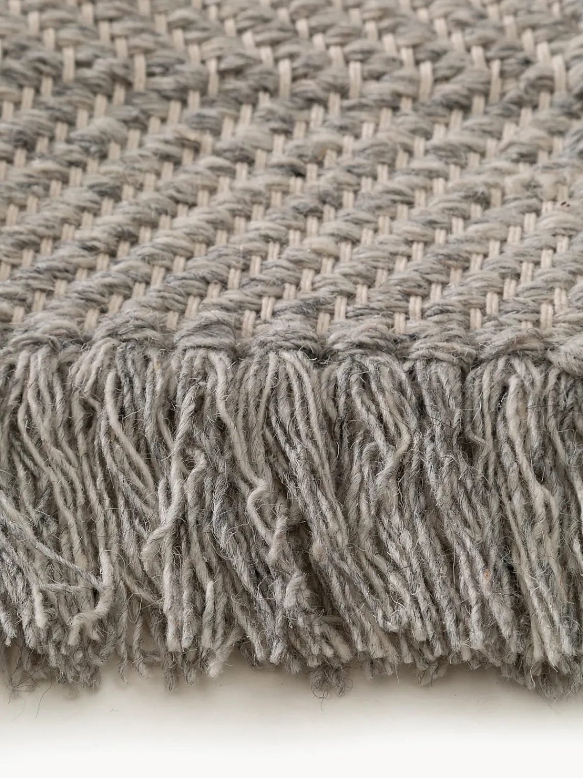 Online Benuta Tapis en laine tissé à la main avec franges Lars Grège